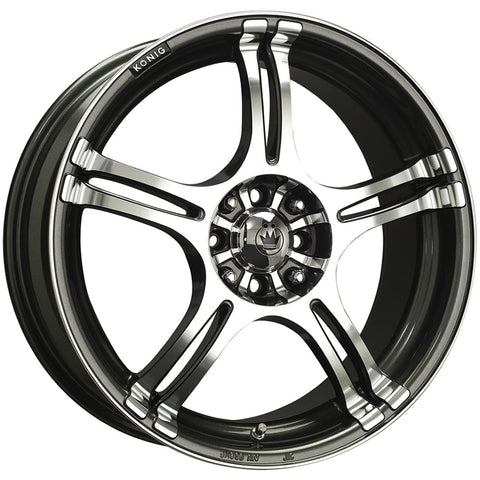 Konig Incident 5x100/5x114.3 Bolt 15" Size Wheels in Graphite with Machined Spoke Faces and Outer Lip