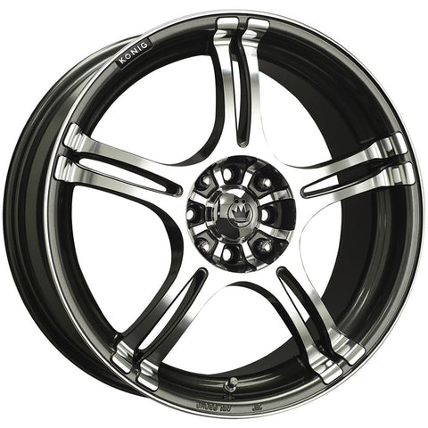Konig Incident Graphite w/ Machined Spoke Faces and Outer Lip 16x7 | 4x100/4x114.3 (1N76D04406)