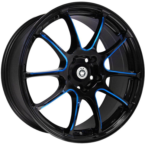 Konig Illusion Black w/ Blue Ball Cut Machined Spoke Windows 17x7 | 5x100 (IL7751040F)