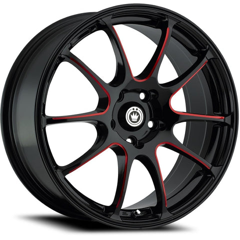 Konig Illusion Black w/ Red Ball Cut Machined Spoke Windows 17x7 | 5x100 (IL7751040R)