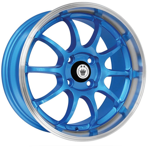 Konig Lightning 4x100 Bolt 15" Size Wheels in Blue with a Machined Lip