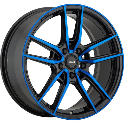 Konig Myth 5x108 Bolt 18" Size Wheels in Gloss Black with Blue Tinted Clearcoat Spoke Faces and Lip Ring