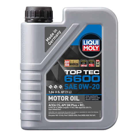 Liqui Moly 1L Top Tec 6600 Motor Oil 0W-20 (22044)