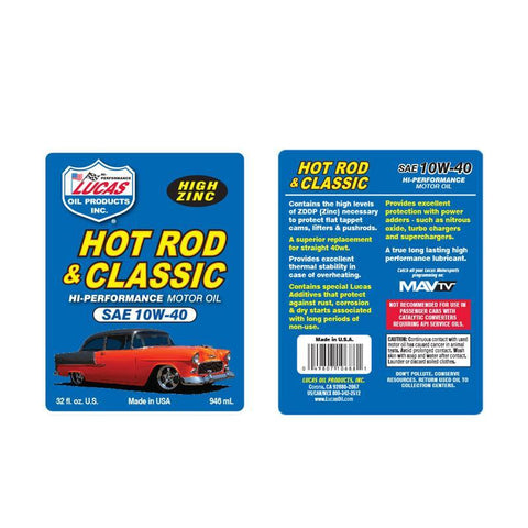 Lucas Oil Hot Rod & Classic Car SAE 10W-40 Motor Oil