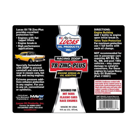 Lucas Oil Engine Break-In Oil Additive TB Zinc - 1 Pint (10063)
