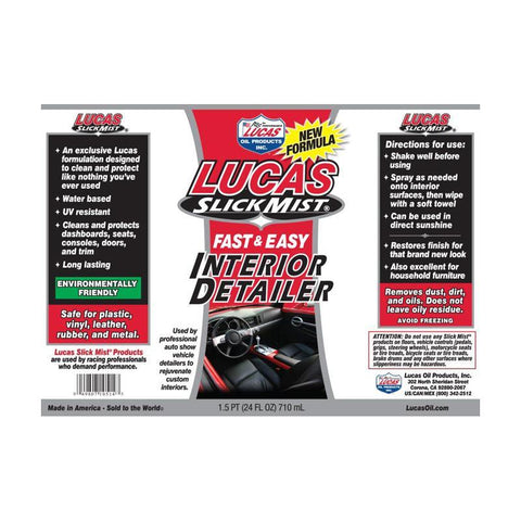 Lucas Oil Slick Mist Interior Detailer - 24 fl oz (10514)