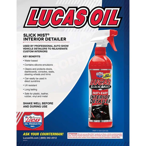 Lucas Oil Slick Mist Interior Detailer - 24 fl oz (10514)