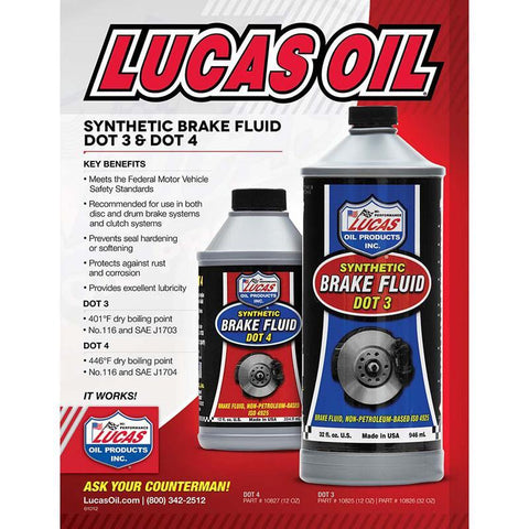 Lucas Oil Synthetic Brake Fluid DOT 3 - 12 fl oz (10825)