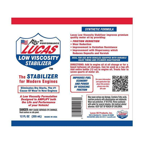 Lucas Oil Low VIscosity Stabilizer - 12 fl oz (11097)