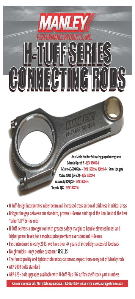 Manley H-Tuff Series Connecting Rods | Mitsubishi 7-Bolt 4G63 Engines (15022-4)