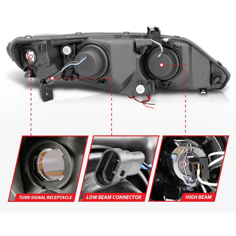 ANZO Black Projector Headlights with Halo | 2006-2011 Honda Civic 4DR (121454)