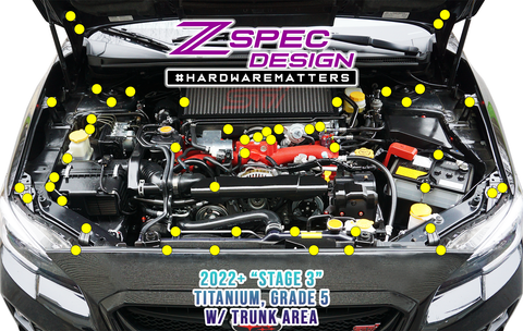 ZSPEC "Stage 3" Dress Up Bolts® Grade-5 Titanium Fastener Kit | 2015-2021 Subaru WRX/STI (00843612137333)