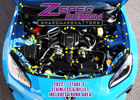 ZSPEC "Stage 3" Dress Up Bolts® Stainless/Billet Fastener Kit | 2022+ Toyota GR86/Subaru BRZ (00843612124425)