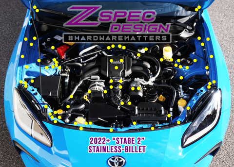 ZSPEC "Stage 2" Dress Up Bolts® Stainlesss/Billet Fastener Kit | 2022+ Toyota GR86/Subaru BRZ (00843612124562)