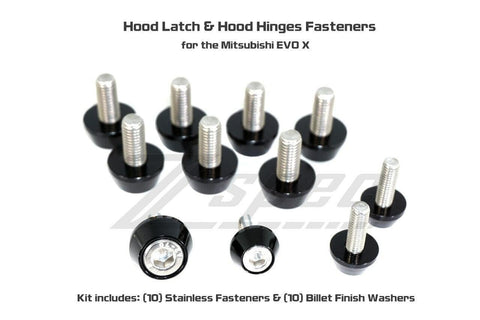 ZSPEC Hood Hinges & Latch Stainless/Billet Fastener Kit | 2008-2013 Mitsubishi Evo X (00843612112644)