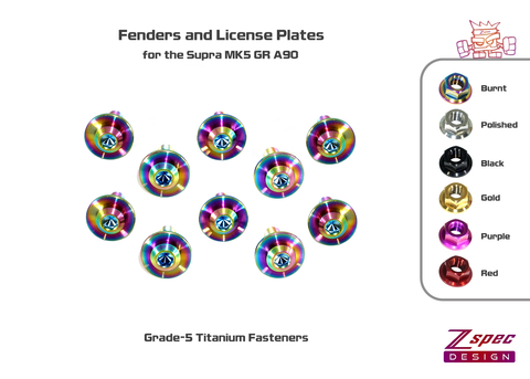 ZSPEC GR5 Titanium Fenders & License Plates Fasteners | 2020+ Toyota Supra (00843612114464)
