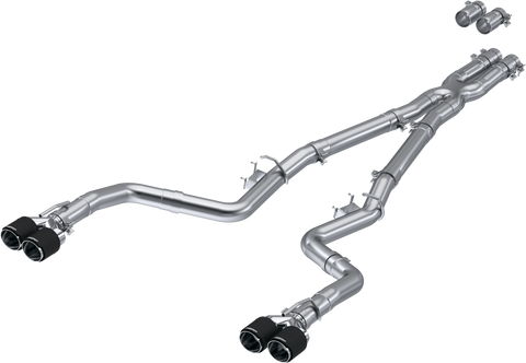 MBRP 3-Inch Race Profile Quad Exit Cat-Back Exhaust w/ Carbon Fiber Tips | 2015 - 2023 Dodge Challenger HEMI (S71143CF)
