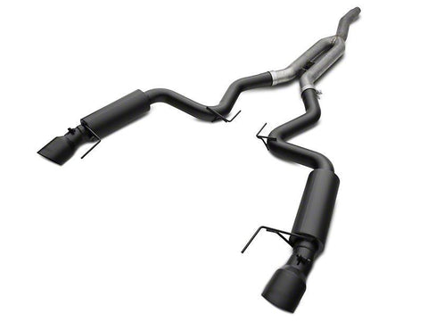 MBRP 3" Race Version Dual Split Cat-Back Exhaust w/ 4.5" tips | 2015-2024 Ford Mustang Ecoboost (S7275BLK)