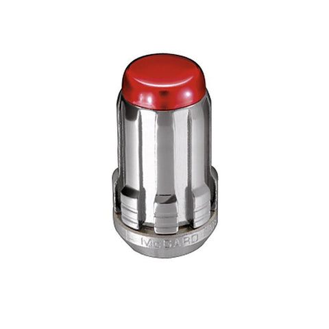 McGard Tuner Style Cone Seat Lug Nuts / Chrome w/ Red Caps / Bulk Box (65001RC)
