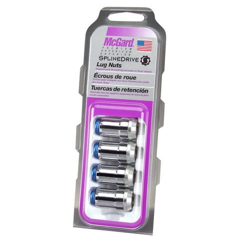 McGard Tuner Style Cone Seat Lug Nuts / Chrome w/ Blue Caps (65340BC)