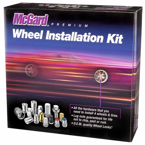 McGard Tuner Style Cone Seat Wheel Installation Kit / Chrome w/ Red Caps (65454RC)