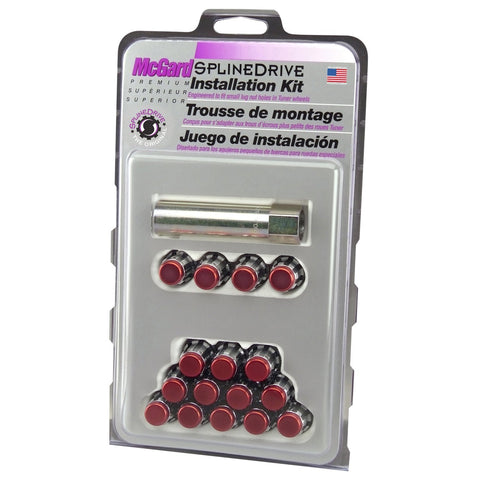McGard Tuner Style Cone Seat Wheel Installation Kit / Chrome w/ Red Cap / Clamshell (65454RCC)