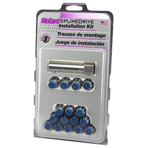 McGard Tuner Style Cone Seat Wheel Installation Kit / Chrome w/ Blue Cap / Clamshell (65457BCC)