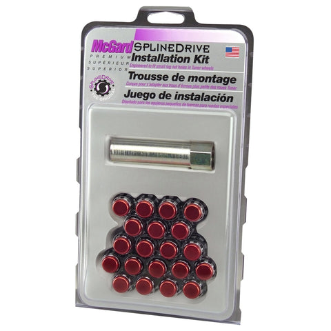 McGard Tuner Style Cone Seat Wheel Installation Kit / Chrome w/ Red Cap / Clamshell (65554RCC)