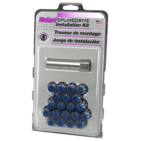 McGard Tuner Style Cone Seat Wheel Installation Kit / Chrome w/ Blue Cap / Clamshell (65557BCC)