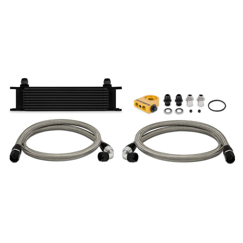 Mishimoto Universal Thermostatic 10 Row Oil Cooler Kit | Multiple Fitments (MMOC-UTBK)