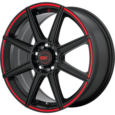 Motegi Racing MR142 Satin Black w/ Red Stripe 18x8 | 5x114.3/5x120 (MR14288017945)