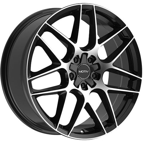 Motiv Wheels Foil Gloss Black w/ Machined Spoke Faces and Outer Lip Ring 18x8 | 5x115/5x120 (435MB-8805520)