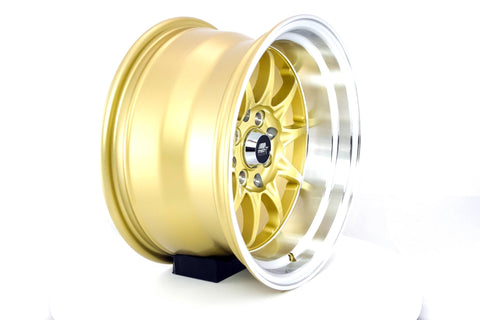 MST MT11 Series 15x8.0 4x100/4x114.3 Offset 0 Gold w/Machined Lip Wheel (11-5816-0-GLDL)