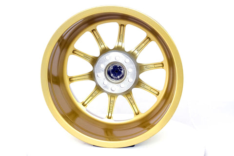 MST MT11 Series 16x8.0 5x100/5x114.3 Offset 15 Gold w/Machined Lip Wheel (11-6817-15-GLDL)