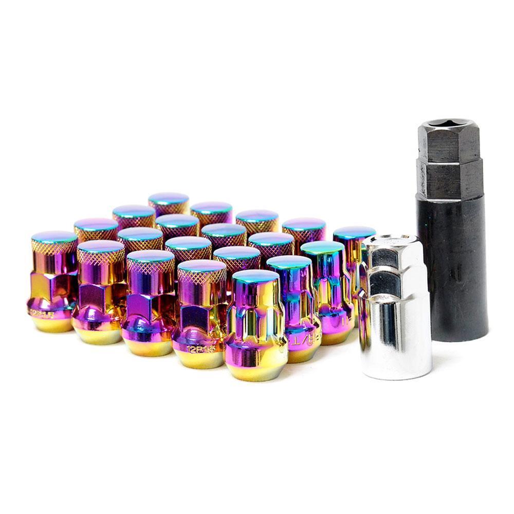 Muteki SR35 Locking Lug Nuts - 12x1.25 M12, Black Chrome, Acorn Style, Close End, Set Of 20