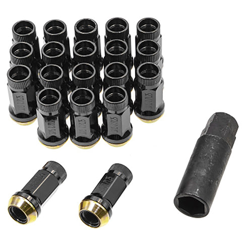 Muteki Black SR45R 12x1.25mm Open-Ended Lug Nuts - Set of 20 (32935B)