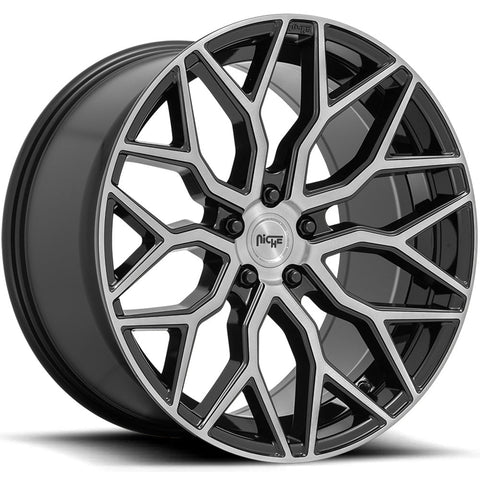 Niche Wheels Mazzanti Gloss Black w/ Brushed Face and Dark Tint 19x8.5 | 5x114.3 (M262198565+35)