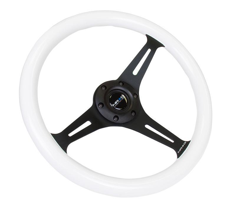 NRG   350mm ステアリング 白 NRG Reinforced Steering Wheel (350mm / 3in. Deep) Classic White w