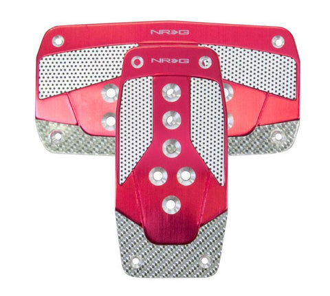 NRG Aluminum Sport Pedal Red w/ Silver Carbon AT - Modern Automotive Performance
