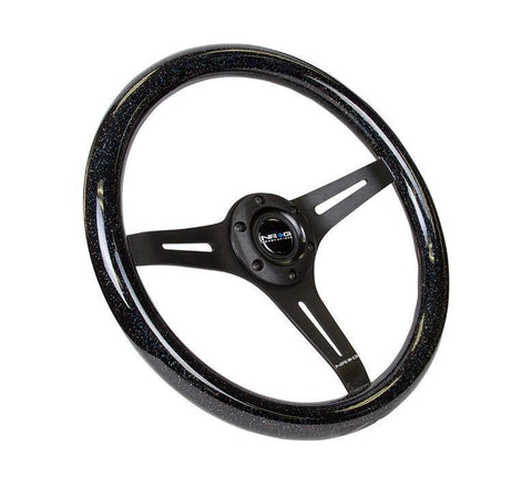 NRG 350mm Steering Wheels - Matte Spokes - Black Sparkled (ST-015BK-BSB)