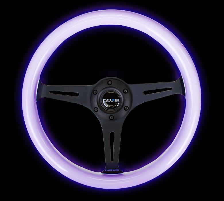 NRG Innovations ST-015BK-BL Classic Wood Grain Wheel (350mm 3 black spokes, blue pearl/flake paint)並行輸入 NRG 350mm Steering Wheels \u2013 Black Spokes - Glow Finish (ST-015BK