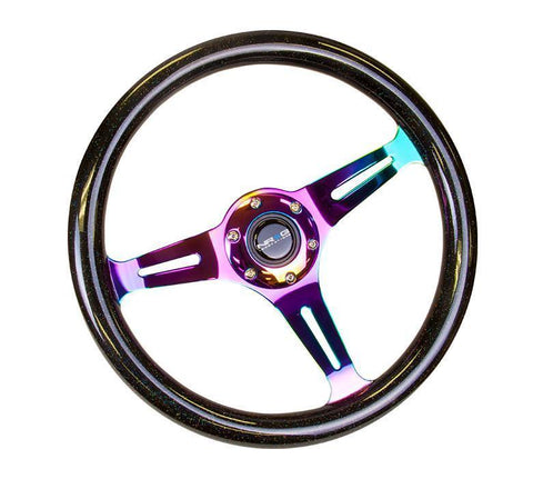 NRG 350mm Steering Wheels - NeoChrome Spokes - Black Sparkled (ST-015MC-BSB)
