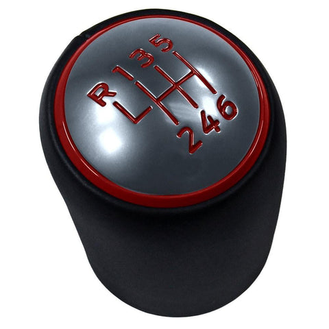 Ford OEM "GT350" 6-Speed Shift Knob w/ Red Accents | 2015-2019 Ford Mustang EcoBoost/V6/GT (FR3Z-7213-C)