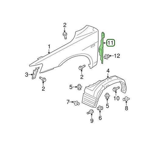 Mitsubishi OEM Front Fender Back Protector (LH) | 2010-2015 Mitsubishi Evo X (5220D799)