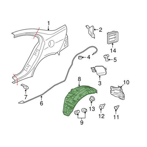 Mitsubishi OEM Rear Fender Liner (RH) | 2008-2015 Mitsubishi Evo X (5370A424)