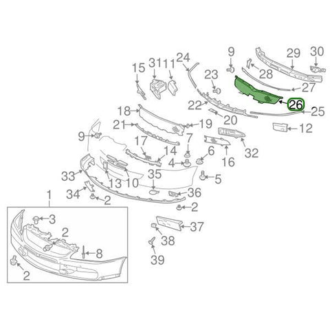 Mitsubishi OEM Front Bumper Grille Upper Support Mesh | 2006 Mitsubishi Evo 9 (6402A033)