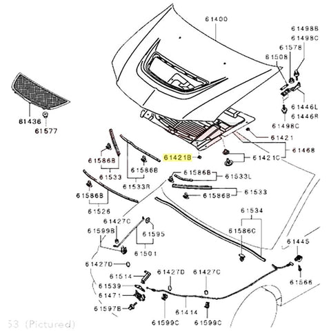 Mitsubishi OEM 61421B Under Hood Insulator Vent Clip | 2003-2006 Mitsubishi Evo 8/9 (MB270053)