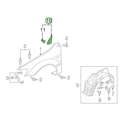Mitsubishi OEM Door/Mirror Exterior Pillar Garnish (RH) | 2003-2006 Mitsubishi Evo 8/9 (MR462052)