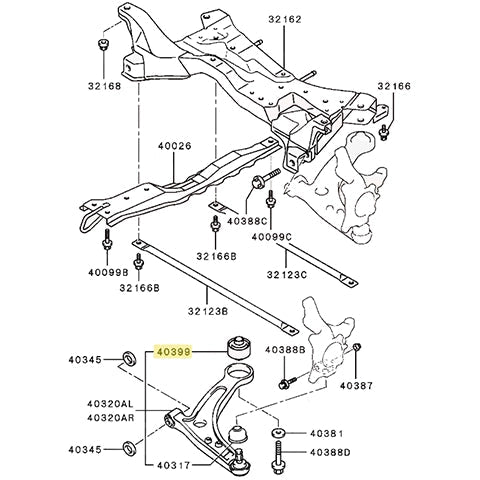 Mitsubishi OEM Front Control Arm Bushing | 2001-2006 Mitsubishi Evo 7/8/9 (MR519675)
