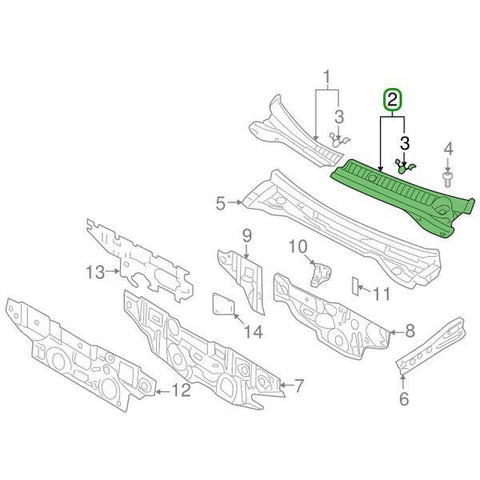 Mitsubishi OEM Windshield Front Deck Garnish (LH) | 2003-2006 Mitsubishi Evo 8/9 (MR533285)